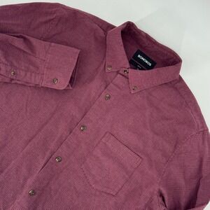 Bonobos Slim Fit Button Down Shirt Mens L Burgundy Micro Check Pocket